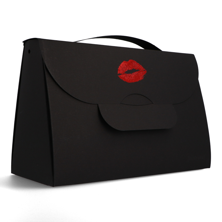 Buntbox Handbag XL Roter Kuss Prägung in Graphit