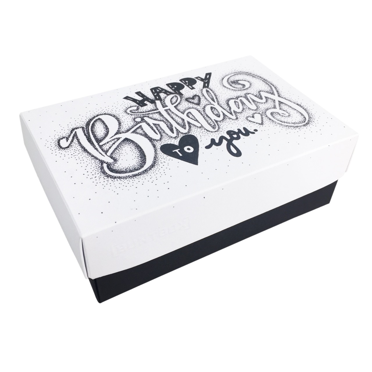 Happy Birthday Buntbox di Stickynote Lettering | Top in Diamante; Sotto in Graphite