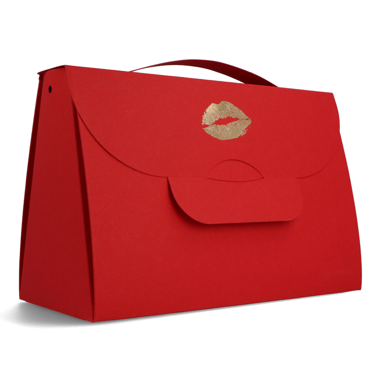 Buntbox Handbag XL Goldener Kuss Prägung in Rubin