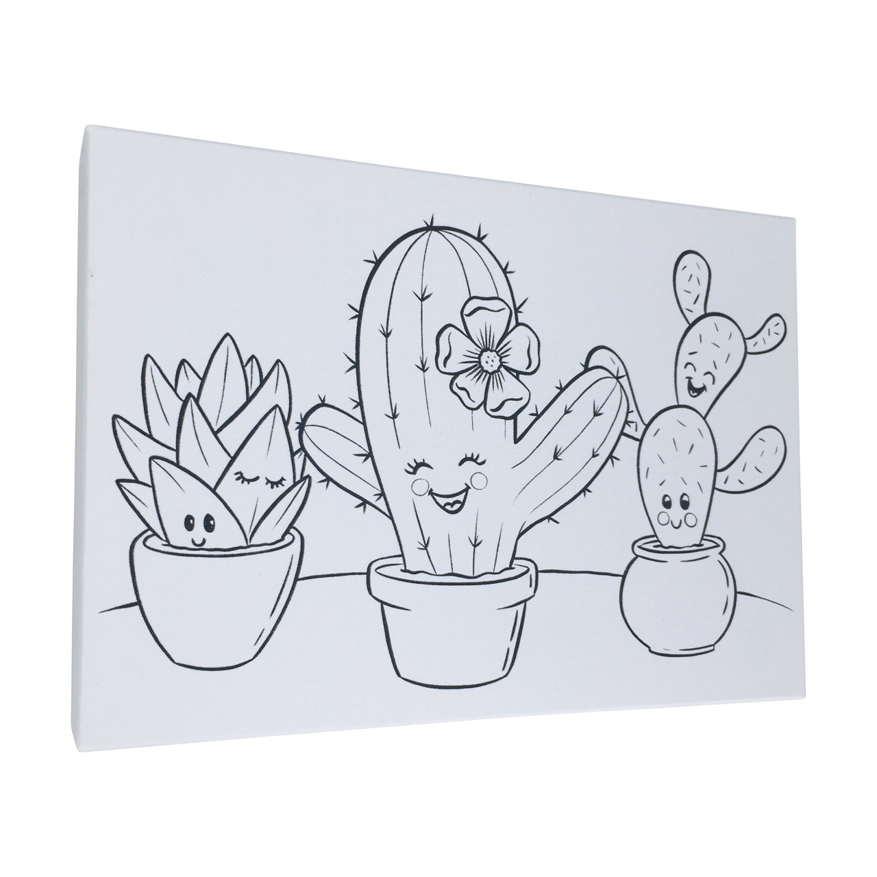 Buntbox Frame M cardboard canvas (21 cm x 14.8 cm) with happy cacti for colouring